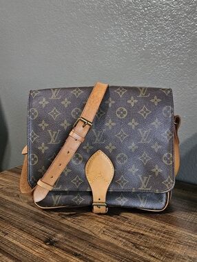 Authentic Louis Vuitton Vintage Cartouchiere GM Monogram Canvas